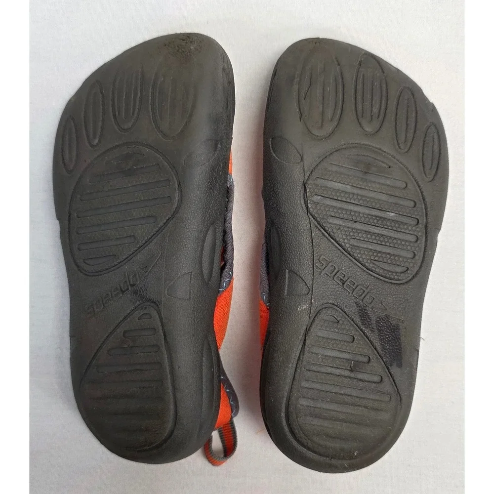 Speedo Kids Orange Grey Water Shoes Swim Pool Beach Shoes Size L 9/10